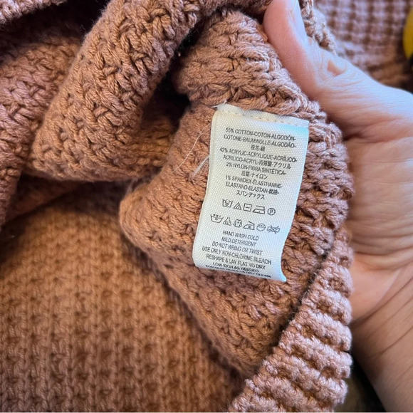 Free People Park City Pullover Terracota Chunky Knit Oversized Waffle Cozy XS - Picture 7 of 11